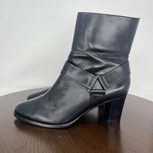 Cole Haan Air Calixta Boot Womens 8.5B Black Leather Side Zip Ankle Boots D32427